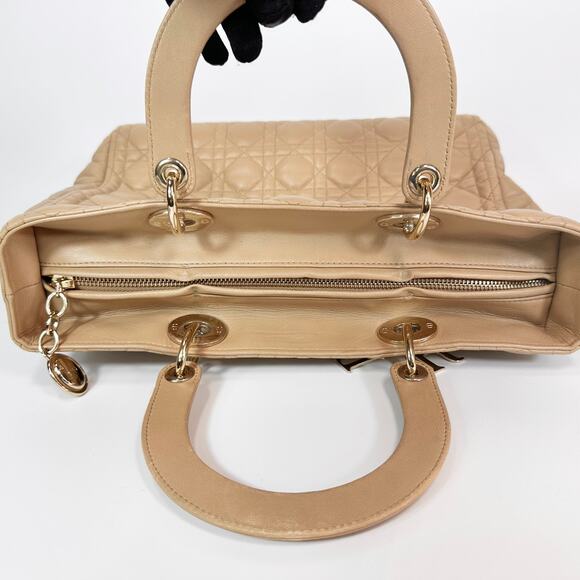 Christian Dior Lambskin Cannage Large Lady Dior Beige - Picture 8 of 12